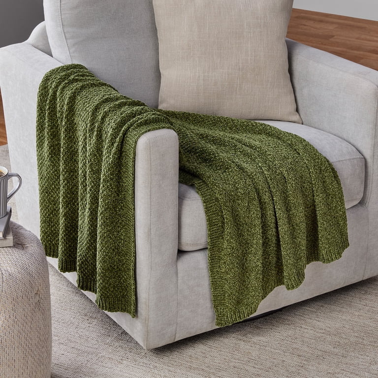 Mainstays Chenille Throw Blanket, Mossy Green, 50 x 72 in | Walmart (US)