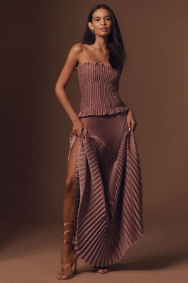 L'IDÉE Maya Strapless Pleated Maxi Dress | Anthropologie (US)