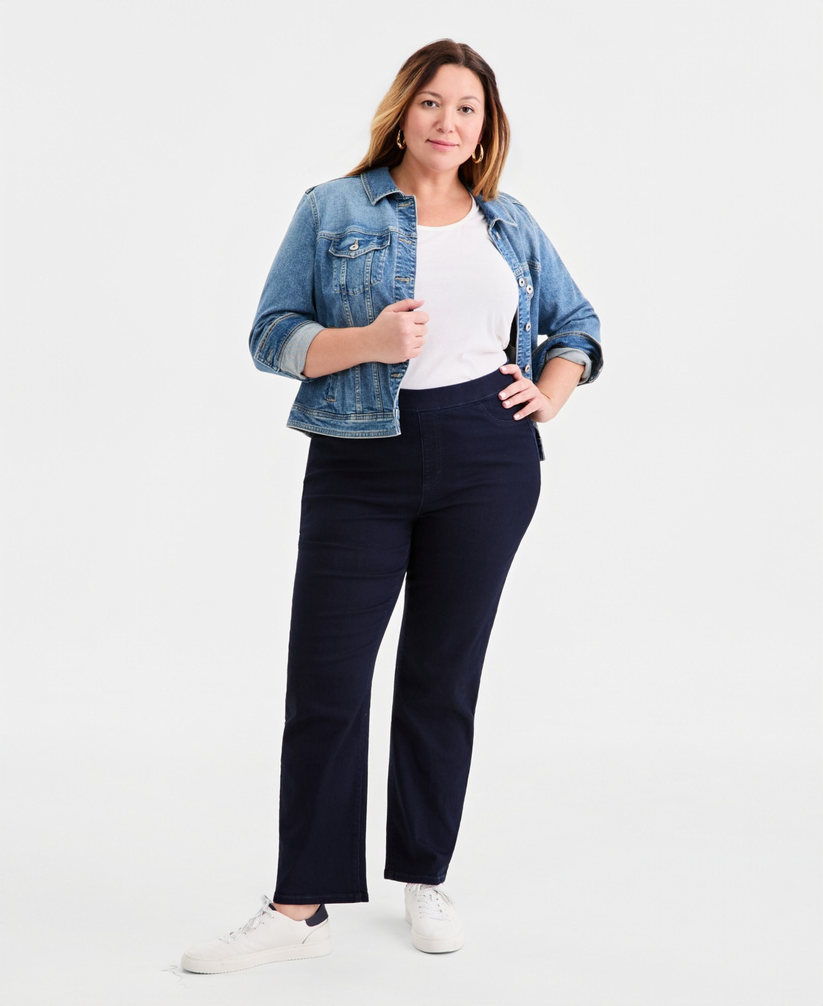 Style & Co Plus Size Straight-Leg Pull-On Jeans, Exclusively at Macy's - Rinse | Macy's