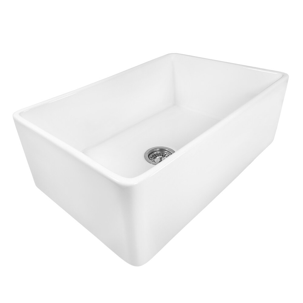 Ruvati 33 x 20 inch Fireclay Reversible Farmhouse Apron-Front Kitchen Sink Single Bowl - White - RVL | Bed Bath & Beyond