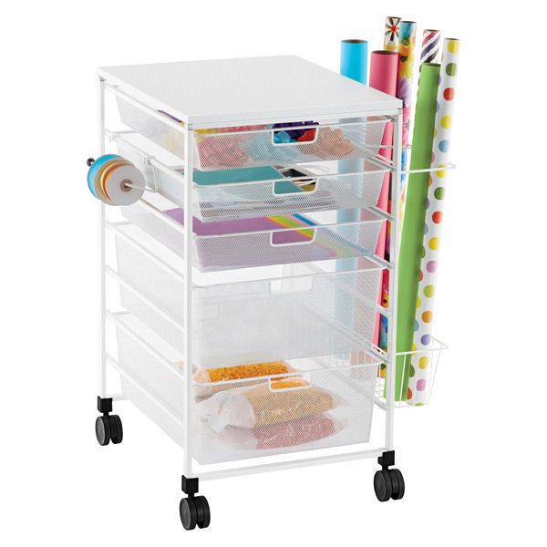 Elfa Gift Wrap Cart White | The Container Store