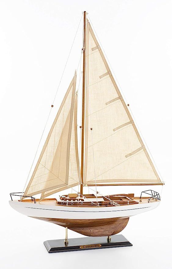 SAILINGSTORY Wooden Sailboat Model Décor Boat Model Ship Sailboat Décor Yacht Model Concordia A... | Amazon (US)