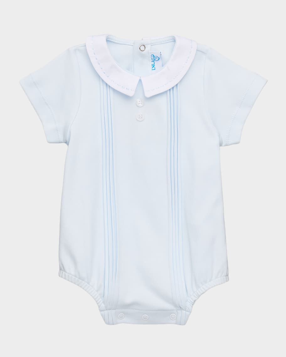 Luli & Me Boy's Summer Home Knit Romper, Size NB-9M | Neiman Marcus