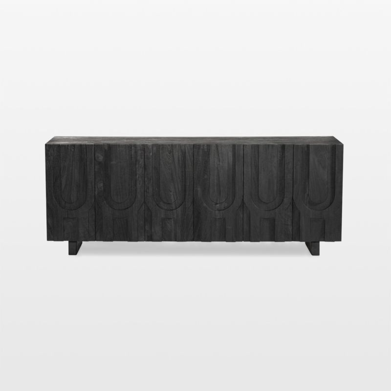 Camila Aged Black Wood Media Console with Storage | Crate & Barrel | Crate & Barrel