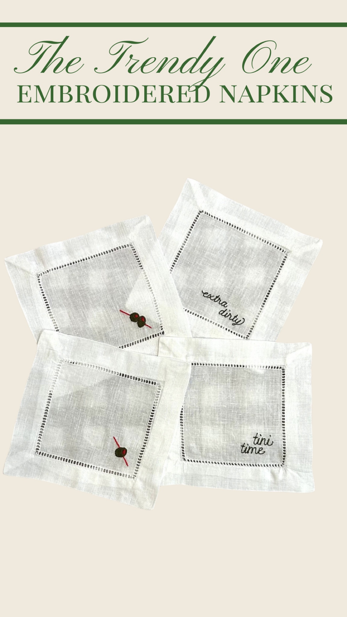 Trendy Gift Idea: Custom Embroidered Cocktail Napkins🌲

Trendy gift
Gift for sister
Gift for friend
Gift for daughter
Custom Embroidered Cocktail Napkins

#LTKHoliday #LTKCyberWeek #LTKGiftGuide