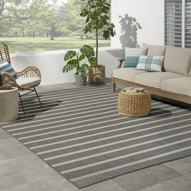 Nourison Positano Indoor/Outdoor Charcoal Ivory 8' x 10' Area Rug (8x10) | Walmart (US)