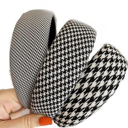 3 Pieces Plaid Headbands - Classic Houndstooth Hair Accessories Headwraps Hair Band Simple Temperame | Walmart (US)