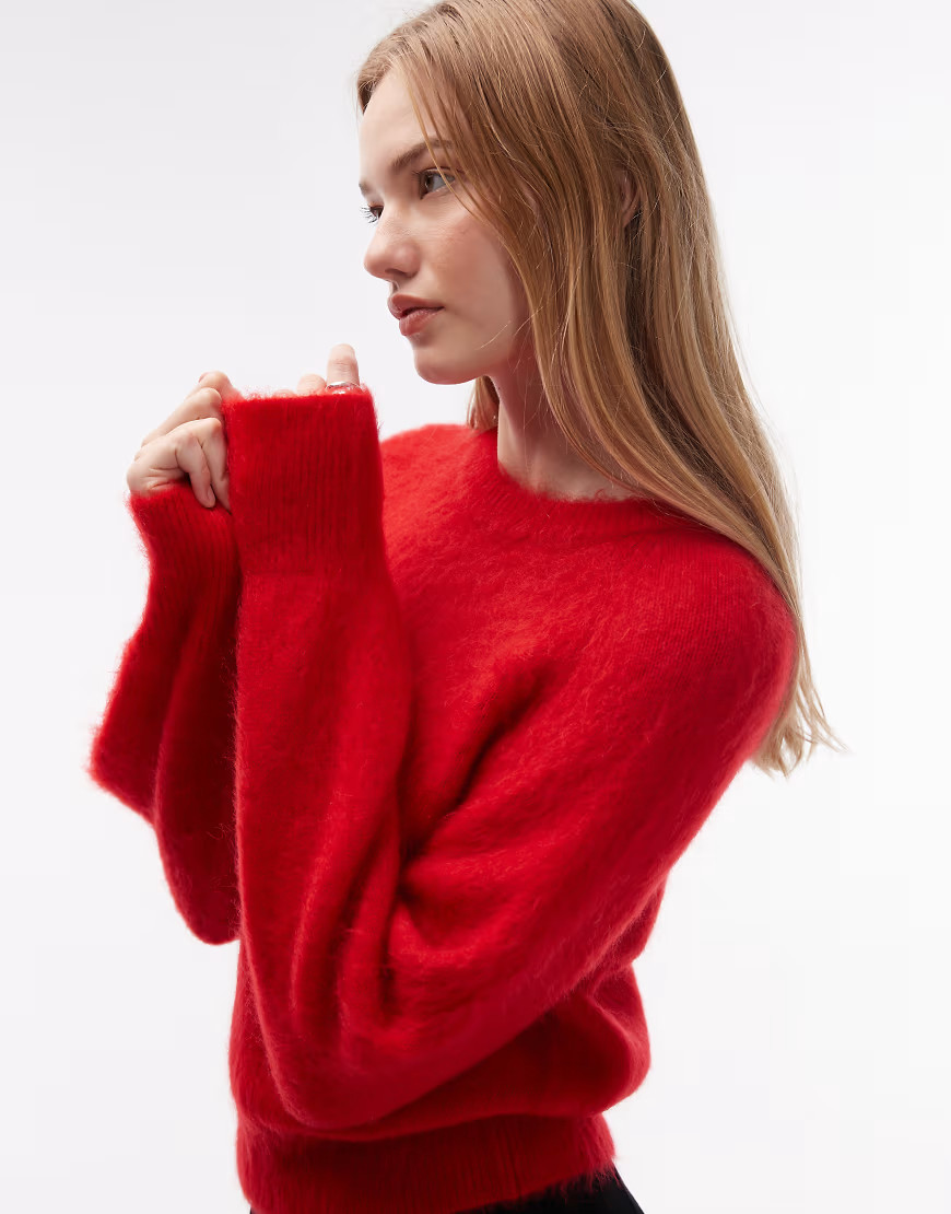 & Other Stories shrunken mohair and wool mix sweater in red | ASOS (Global)