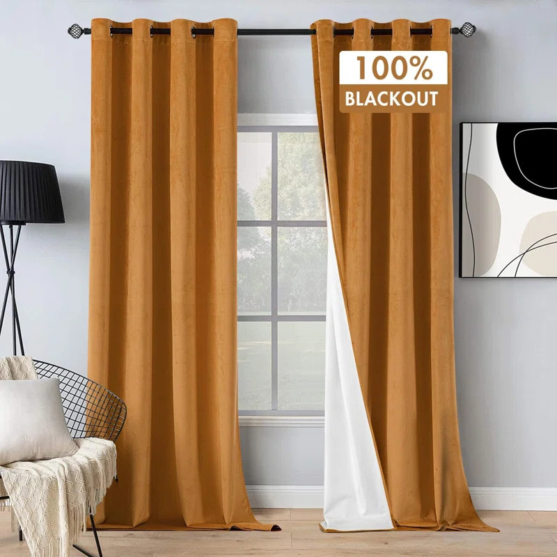 Gwennoline Velvet Blackout Curtain Pair | Wayfair North America