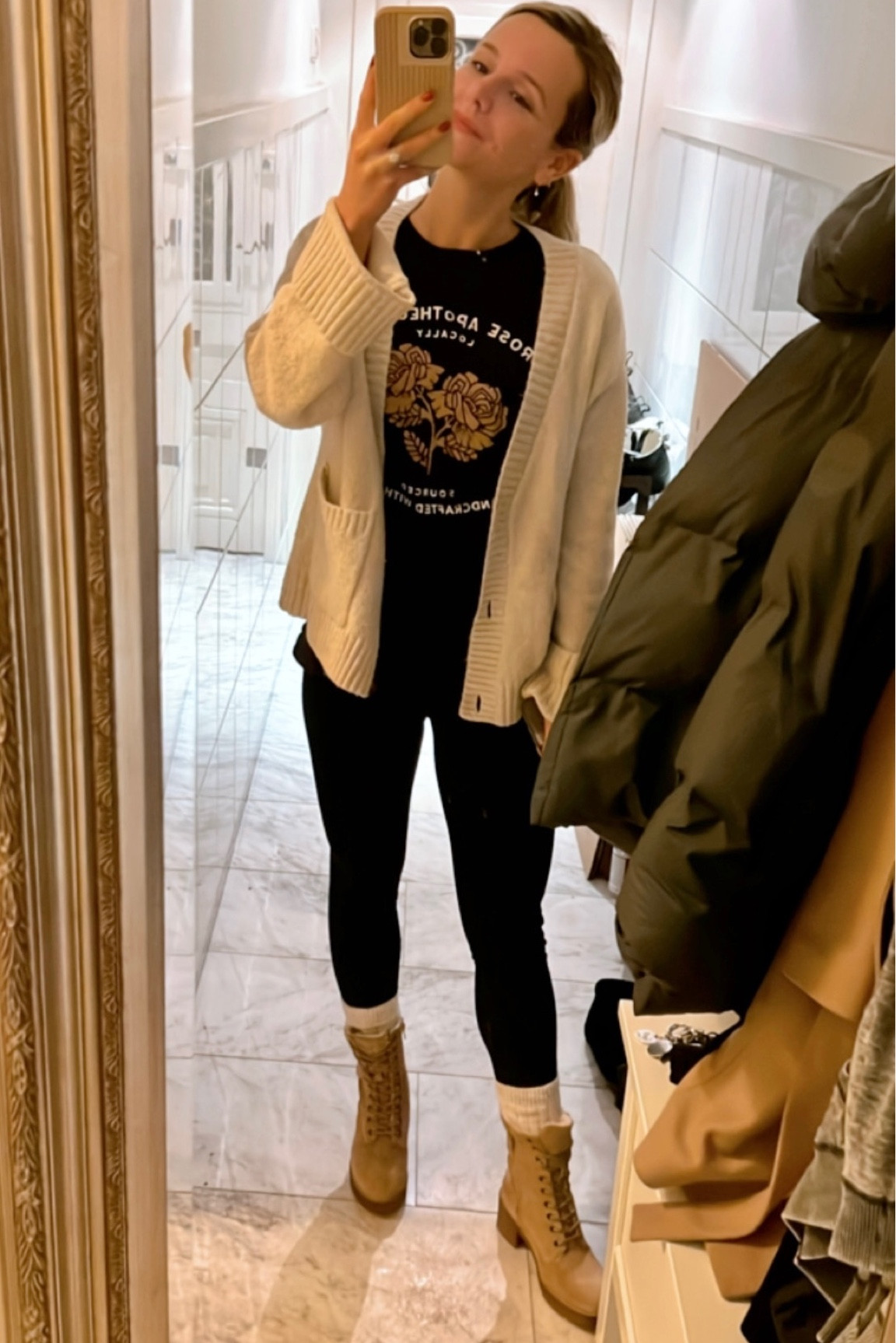 Cozy fall outfit for running errands. I just got a new pair of neutral boots (linked out similar items below) and I’m obsessed with these inexpensive high quality socks from Target! My favorite new t-shirt is also from Target (I’m a big Schitt’s Creek fan).

These are also my favorite insanely comfortable leggings, great for workouts but also perfect for fall and winter daytime outfits. Leggings are ON SALE for 30% off.

Sweater is sold out but linked out similar items below! 

Fall ootd, fall style, fall look, fall fashion, winter fashion, fall boots, fall sweater, casual outfit, casual ootd 

#LTKsalealert #LTKSeasonal #LTKstyletip