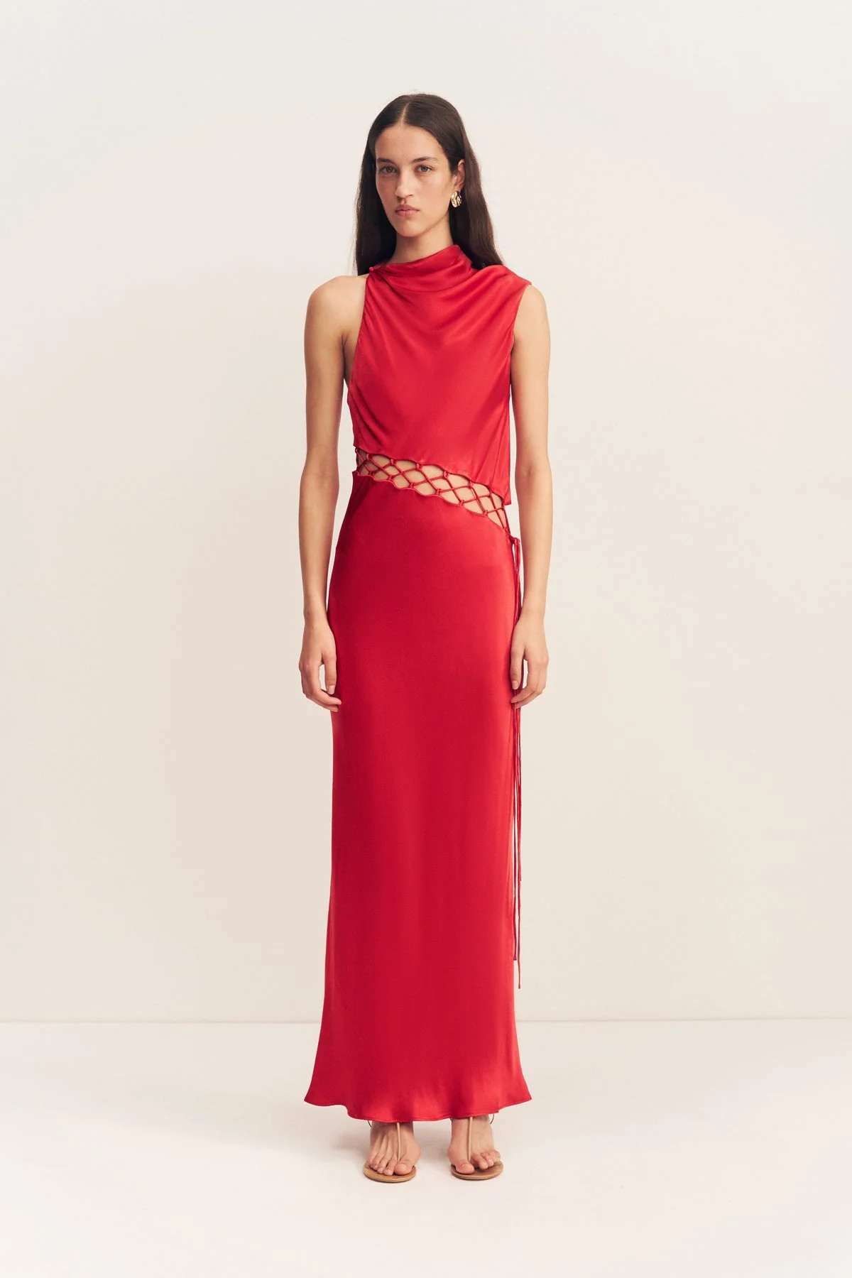 Tatum Cowl Lace Up Maxi Dress | Grenadine | Dresses | Shona Joy | Shona Joy