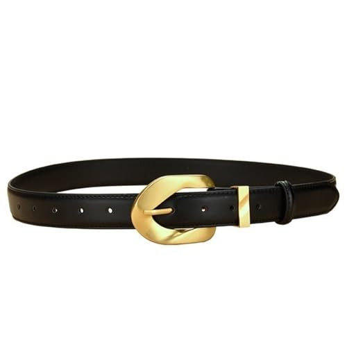 MZAEKPO Women's Black Gold Buckle Belt (Black, 105 cm/41.3 IN) | Amazon (US)