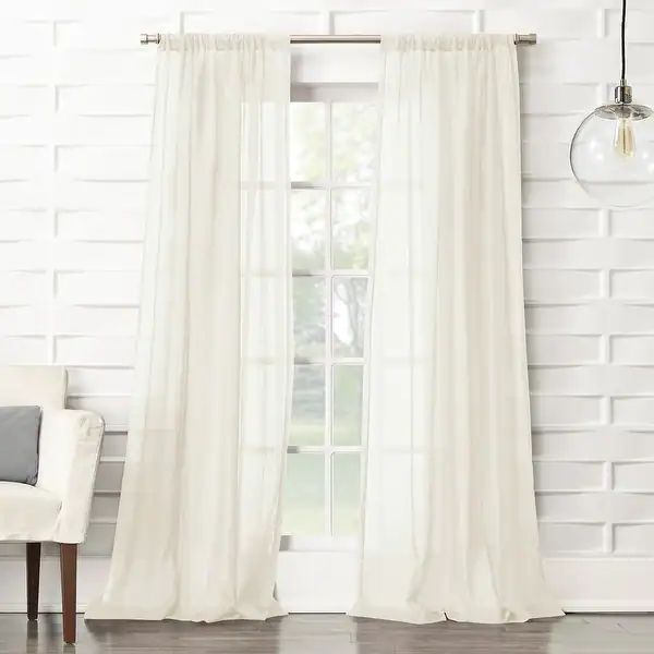No. 918 Ladonna Crushed Texture Semi-Sheer Rod Pocket Curtain Panel, Single Panel - Overstock - 1... | Bed Bath & Beyond