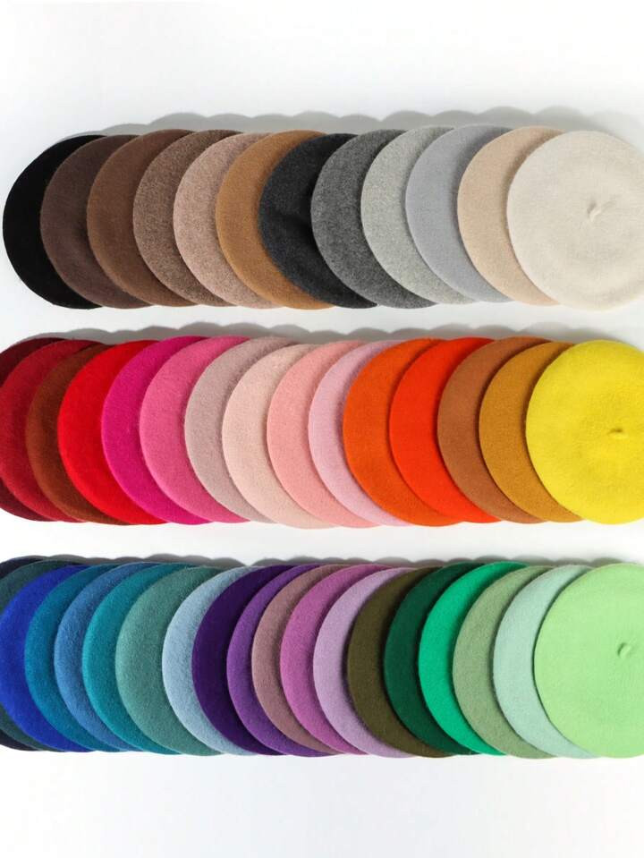 1 pièce Béret en laine de couleur bonbon minimaliste pour femme, Béret français de couleur un... | SHEIN