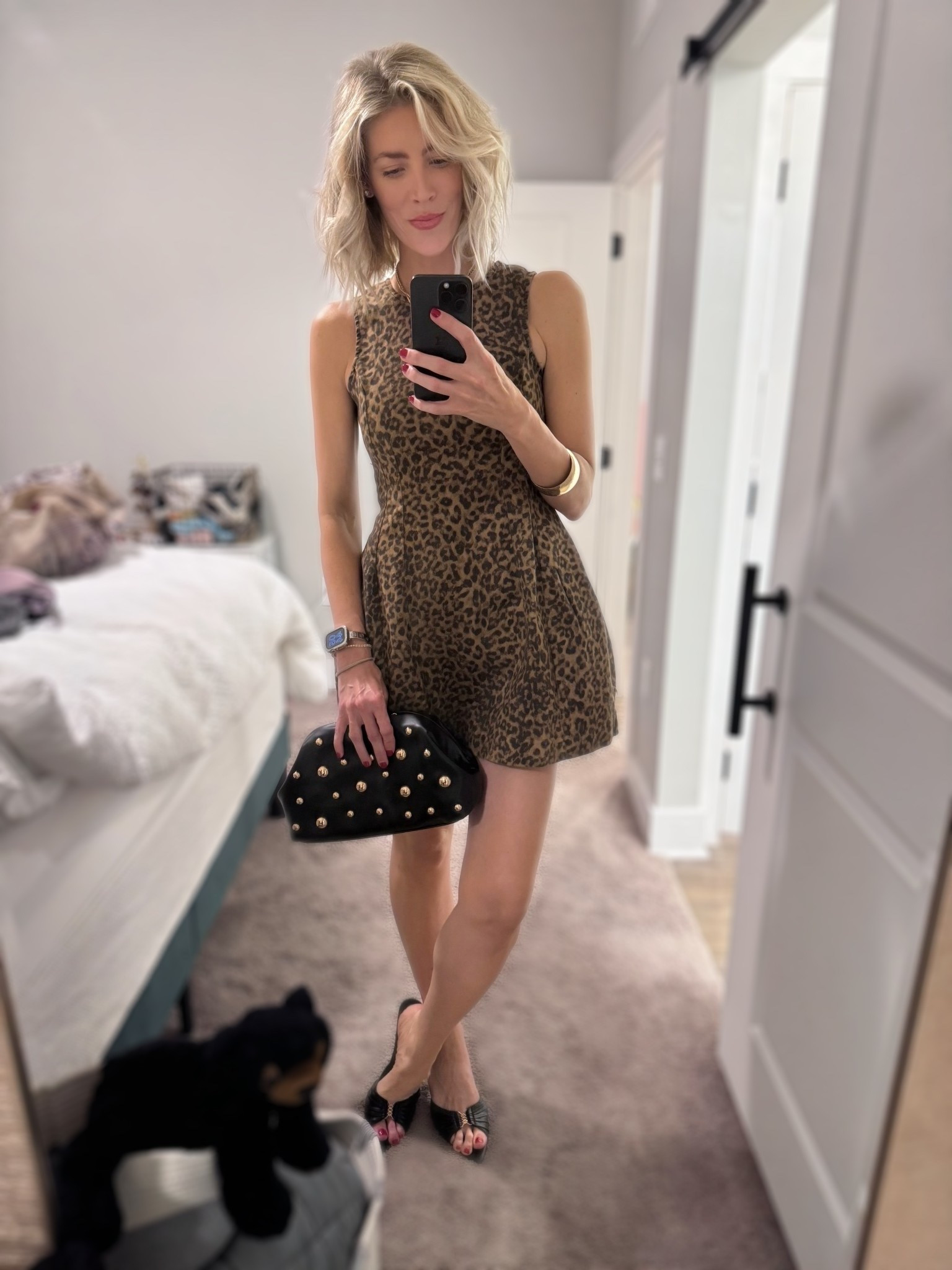 Leopard is a neutral and also GO JAGS! Looking for an elevated Game Day outfit, try this dress from Gianni Bini from Dillard’s. Styled with YSL inspired heels but works with sneakers or flats for game day movement. 

This dress is a denim material and very thick so no extra coverage needed under it. Intentional wide flare at hips. IMO runs slightly big but short. I’m wearing a size 4 but could have worn a 2. Back zip and it has POCKETS. 

I am 6 ft tall, bra size 36A (FROM PEPPER!!) and weigh about 145lbs. If you’re curvy keep normal size in this dress. This brand has lots of very quality pieces for workwear right now. Check them out. 

Shoes - Amazon 
Bag - Target 
Necklace - Amazon 
Dress - Gianni Bini from Dillards 
Bracelet - Target 

#LTKootd #LTKTall #LTKOver40