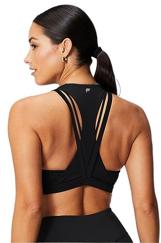 Fabletics Women's Boost Medium Impact Sports Bra, Workout, Yoga, Athletic, Fitness, Knit, XXS, Black | Amazon (US)