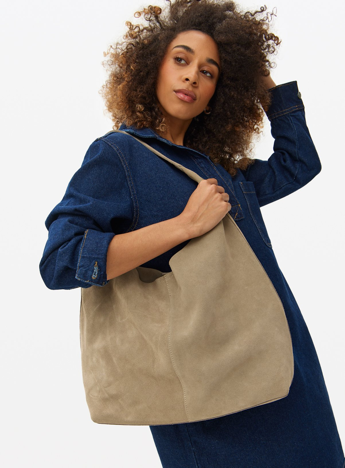 Light Brown Suede Shoulder Bag One Size | Tu Clothing