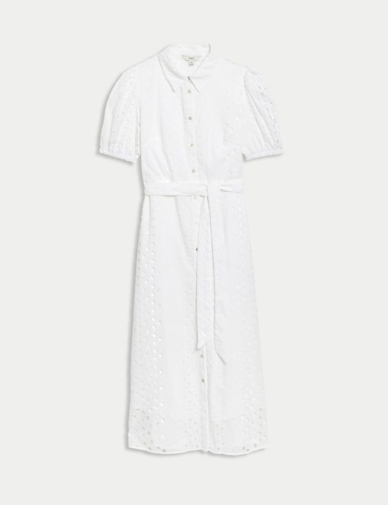 Pure Cotton Broderie Midi Shirt Dress | Marks & Spencer (UK)