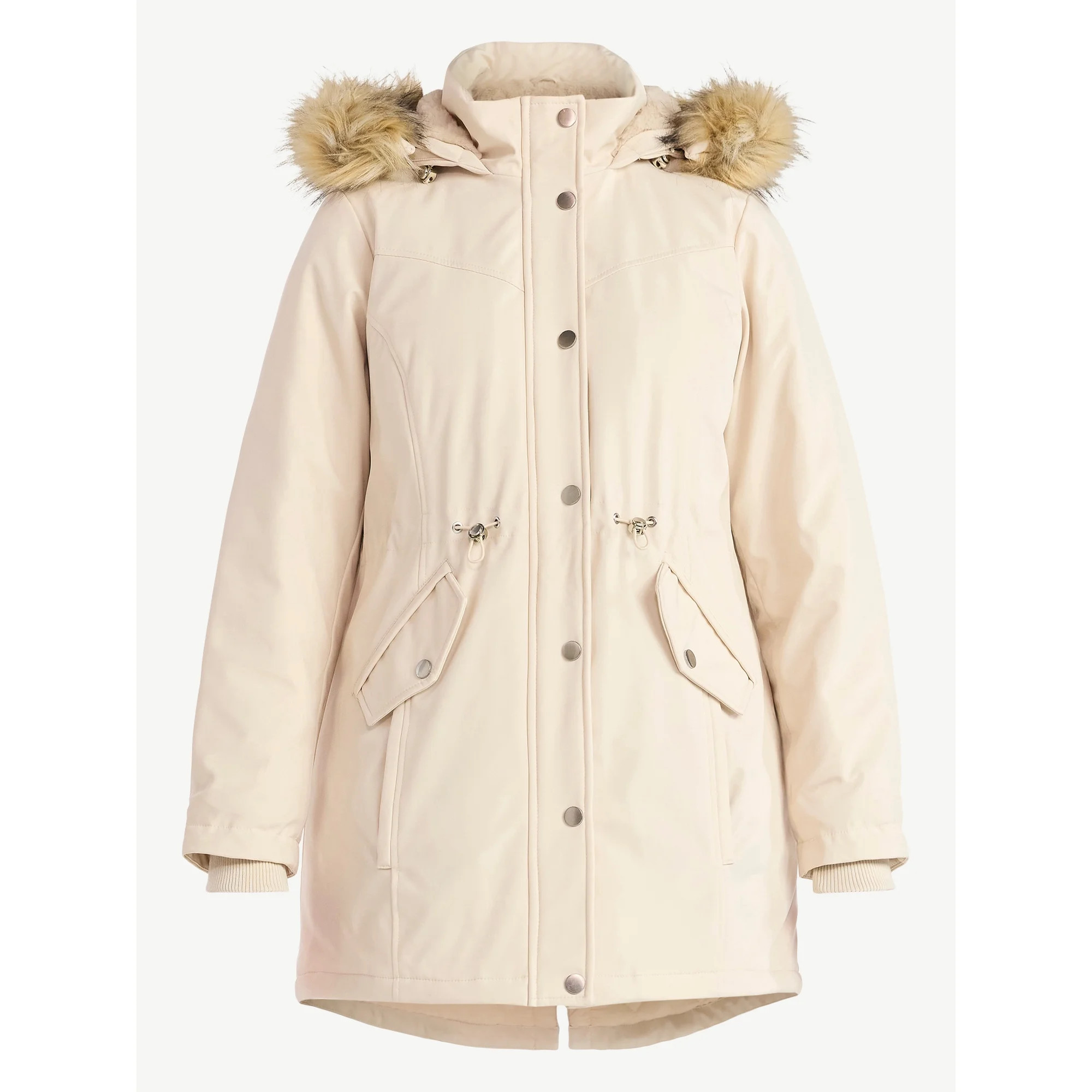 Time and Tru Women's and Women's Plus Hooded Anorak Jacket with Faux Fur Trim, Heavyweight, Sizes... | Walmart (US)