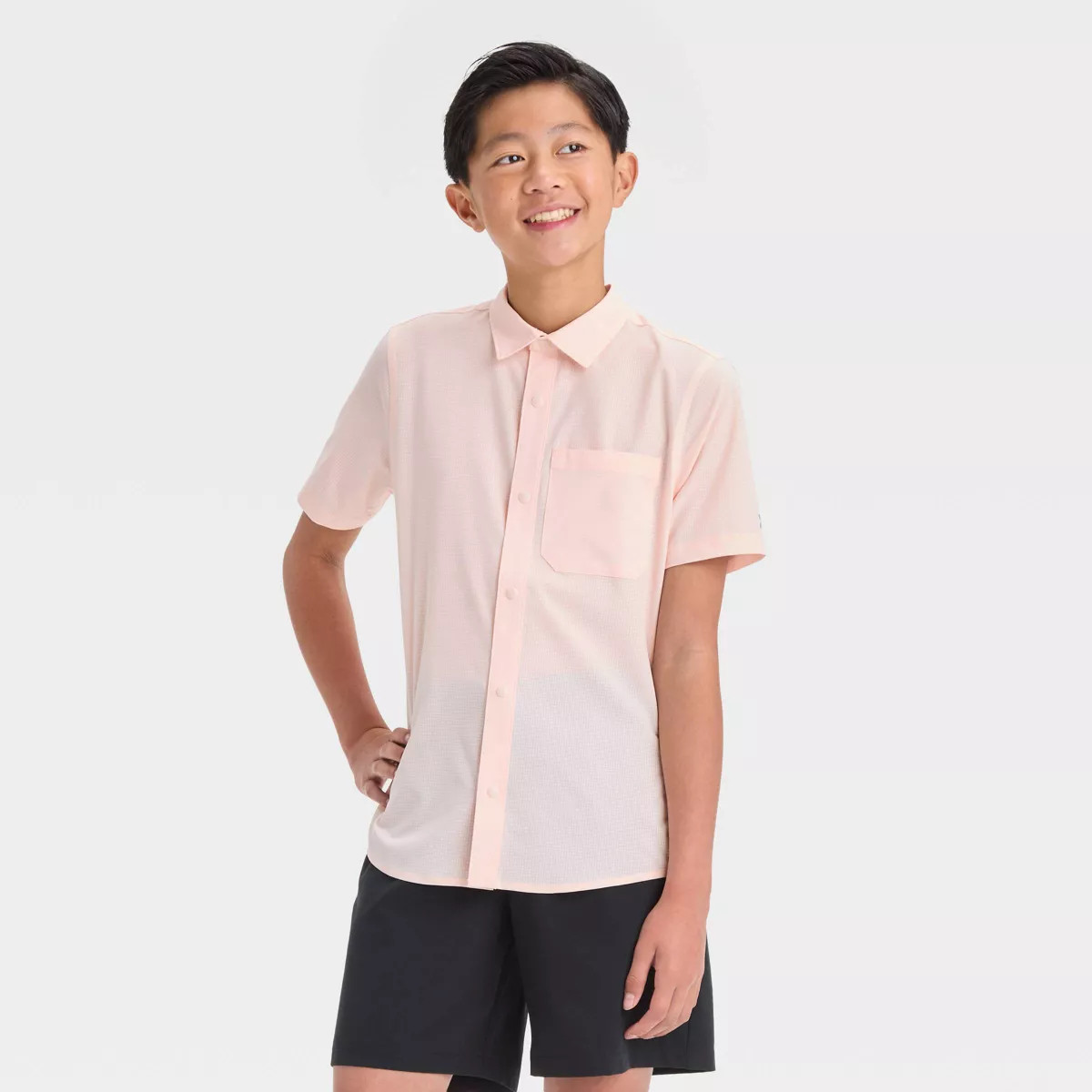 Boys' Textured Woven Shirt - All In Motion™ North Green S | Target