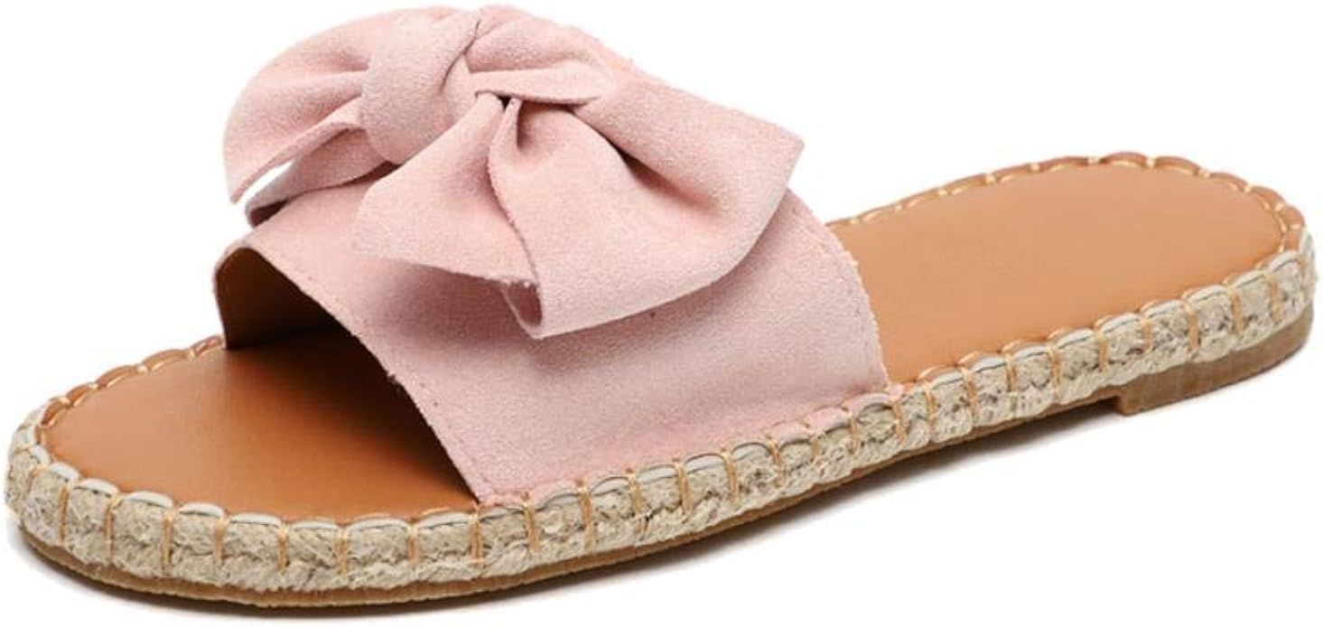 MORER Women's Bow Knot Slide Sandals Open Toe Flat Sandals Slip on Shoes for Summer | Amazon (CA)