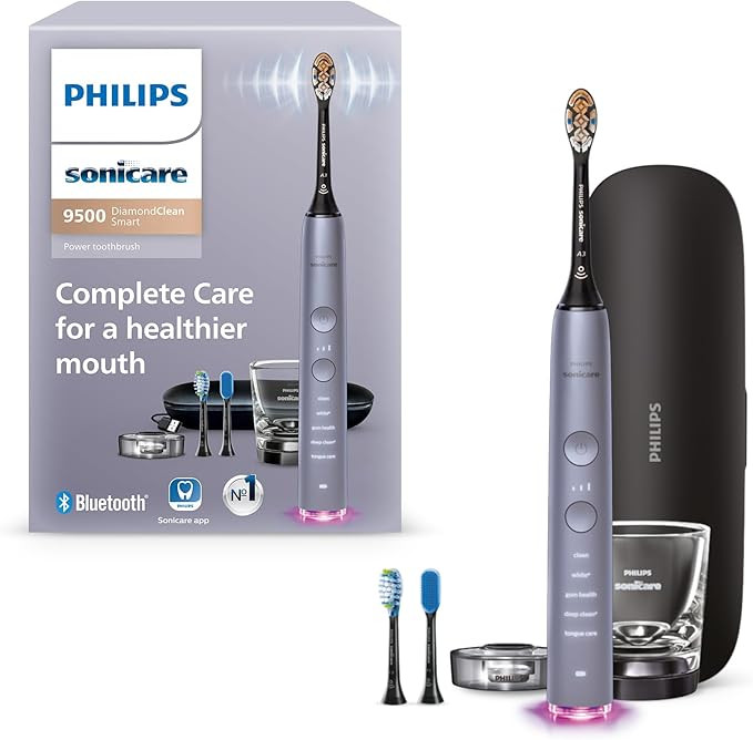 Philips Sonicare DiamondClean Smart 9500 Electric Toothbrush, Sonic Toothbrush with App, Pressure... | Amazon (US)