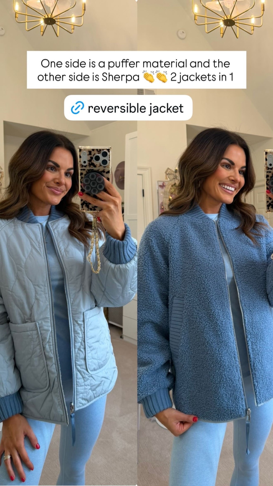 One side is a puffer material and the other side is Sherpa 👏👏 2 jackets in 1 from Varley 

#LTKHoliday #LTKGiftGuide #LTKSeasonal