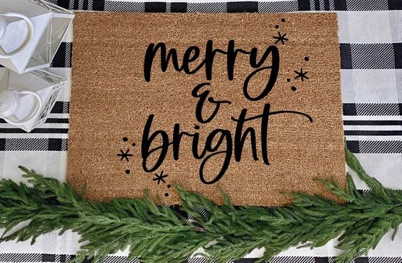 Merry and Bright Doormat Holiday Doormat Christmas Doormat - Etsy | Etsy (US)