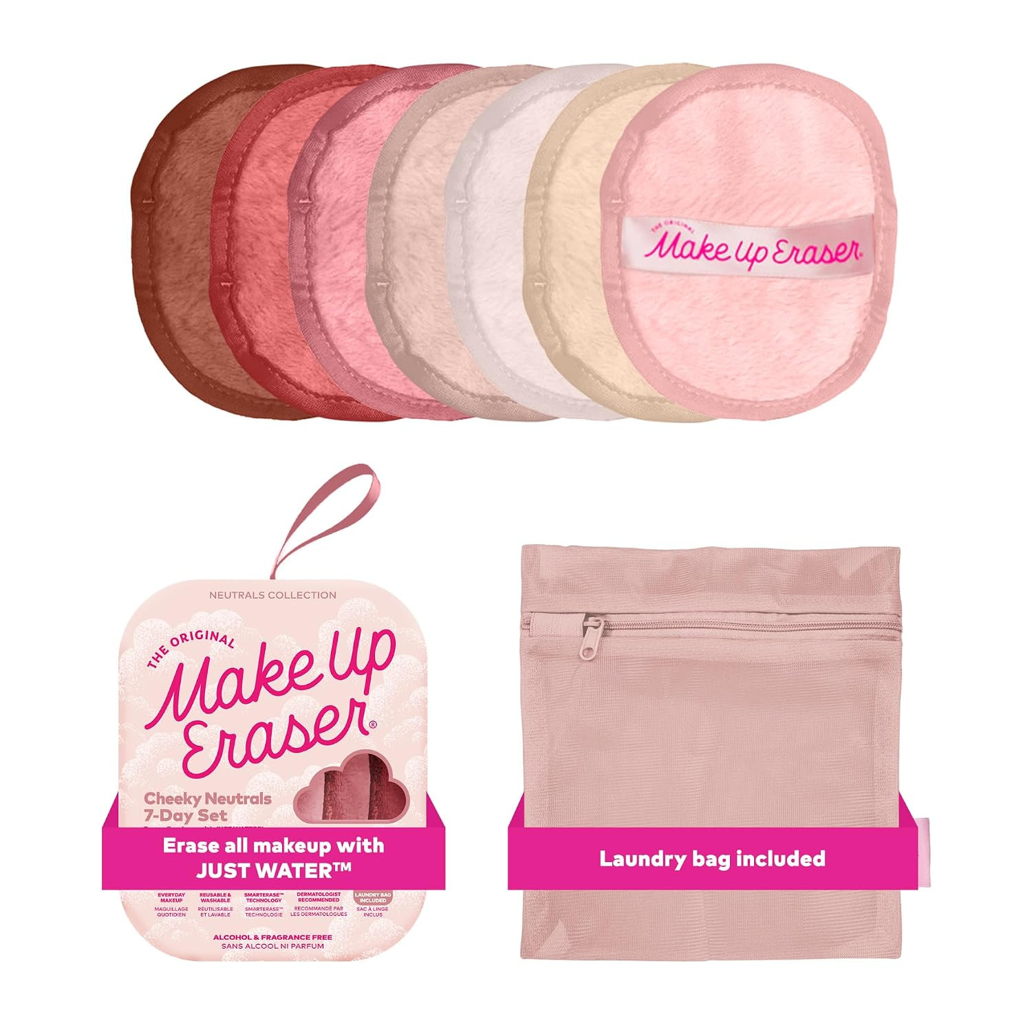 Makeup Eraser, 7-Day Set, Erase All Makeup with Just Water, Including Waterproof Mascara, Eyeliner, Foundation, Lipstick, and More! Sweet Cheeks Neutrals, 7 ct. | Amazon (US)