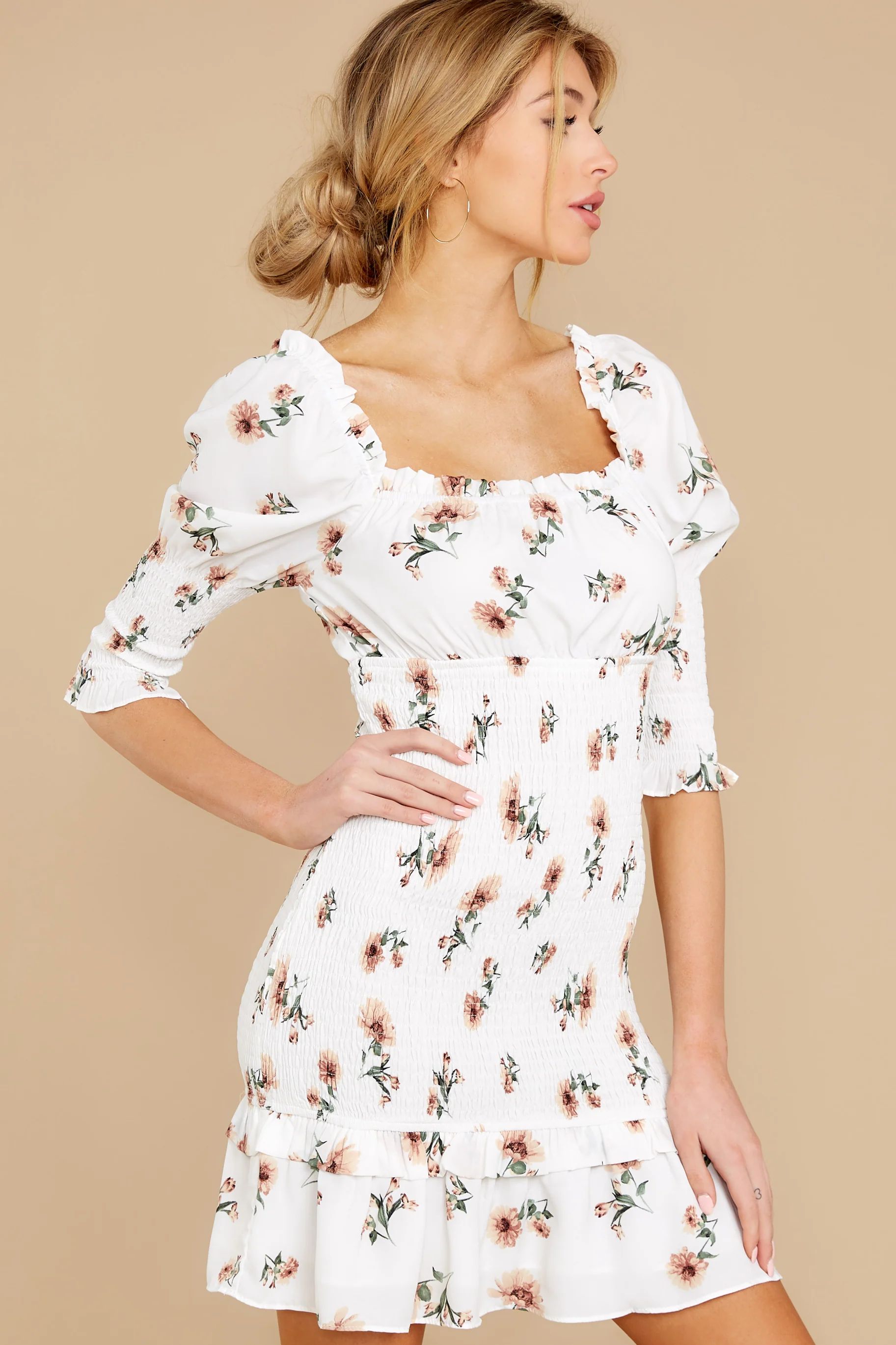 You And Me White Floral Print Dress | Red Dress 