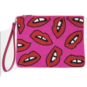 Pink Beaded Clutch with Red Lips | Poshmark