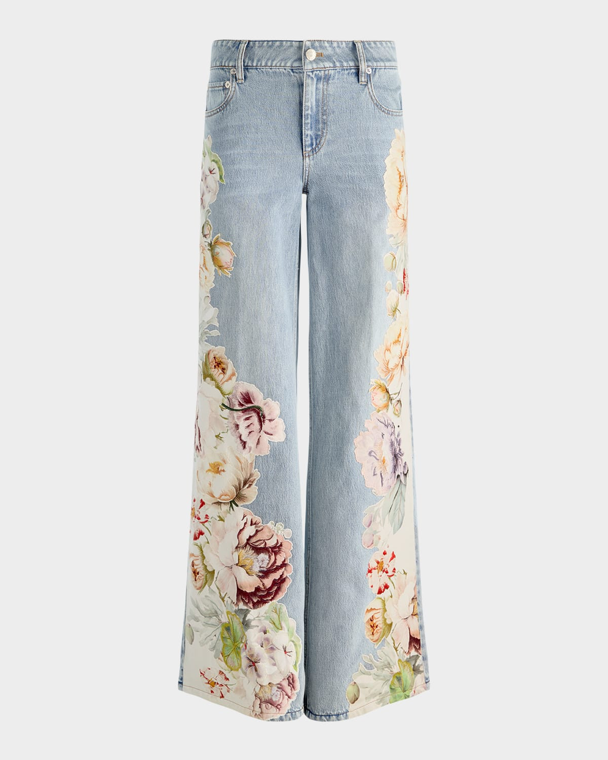 Amazing Floral Low-Rise Baggy Jeans | Neiman Marcus