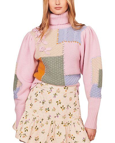 LoveShackFancy Floral Patchwork Allan Wool-Blend Pullover | Gilt