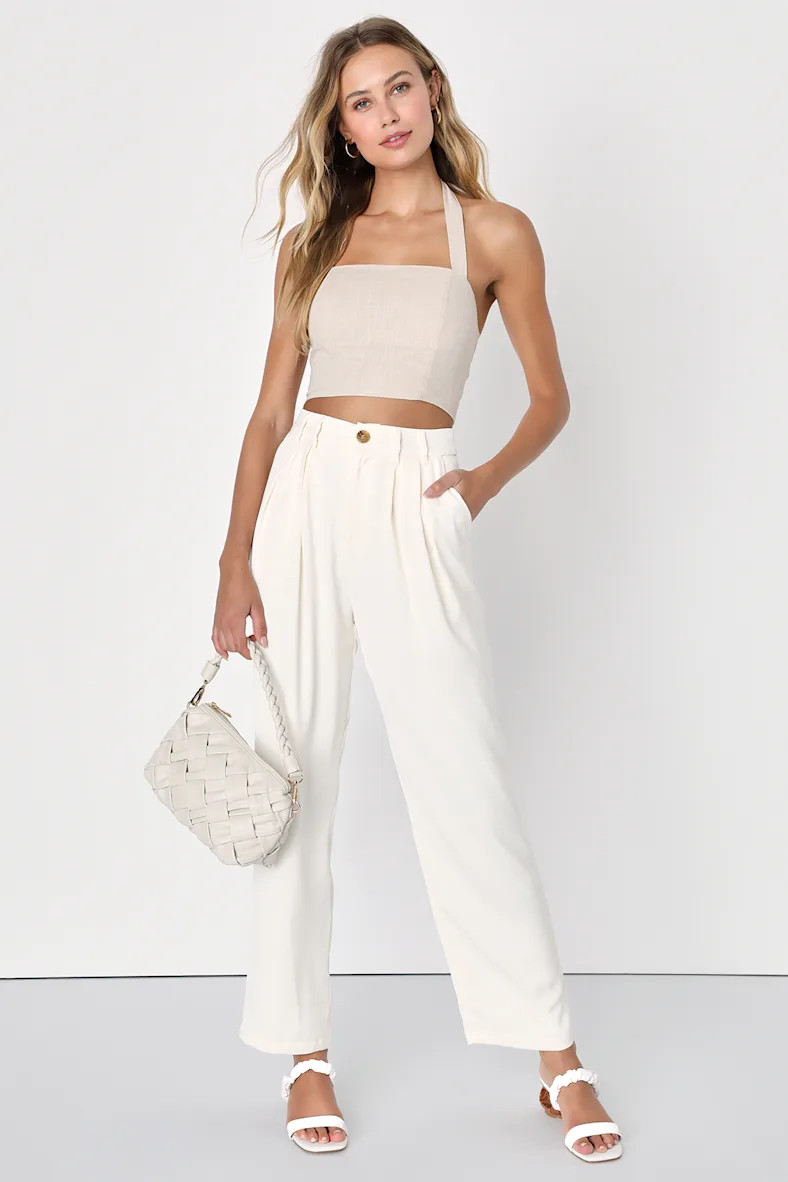 Sophisticated Take Ivory High-Waisted Trouser Pants | Lulus (US)