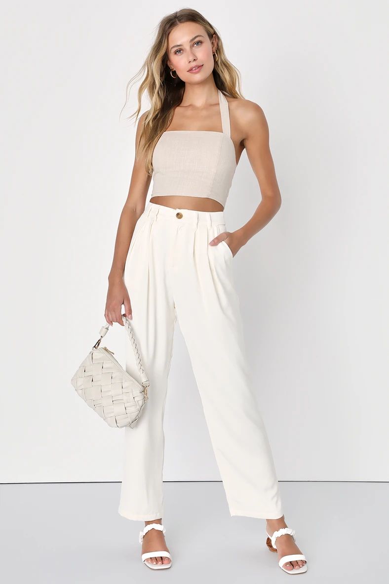 Sophisticated Take Ivory High-Waisted Trouser Pants | Lulus (US)