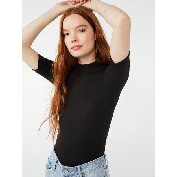 Free Assembly Women's Mock Neck Bodysuit - Walmart.com | Walmart (US)