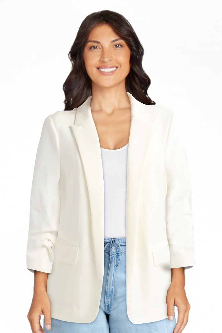 Scoop Women's and Women’s Plus Ultimate ScubaKnit Relaxed Blazer with Scrunch Sleeves, Sizes XS... | Walmart (US)