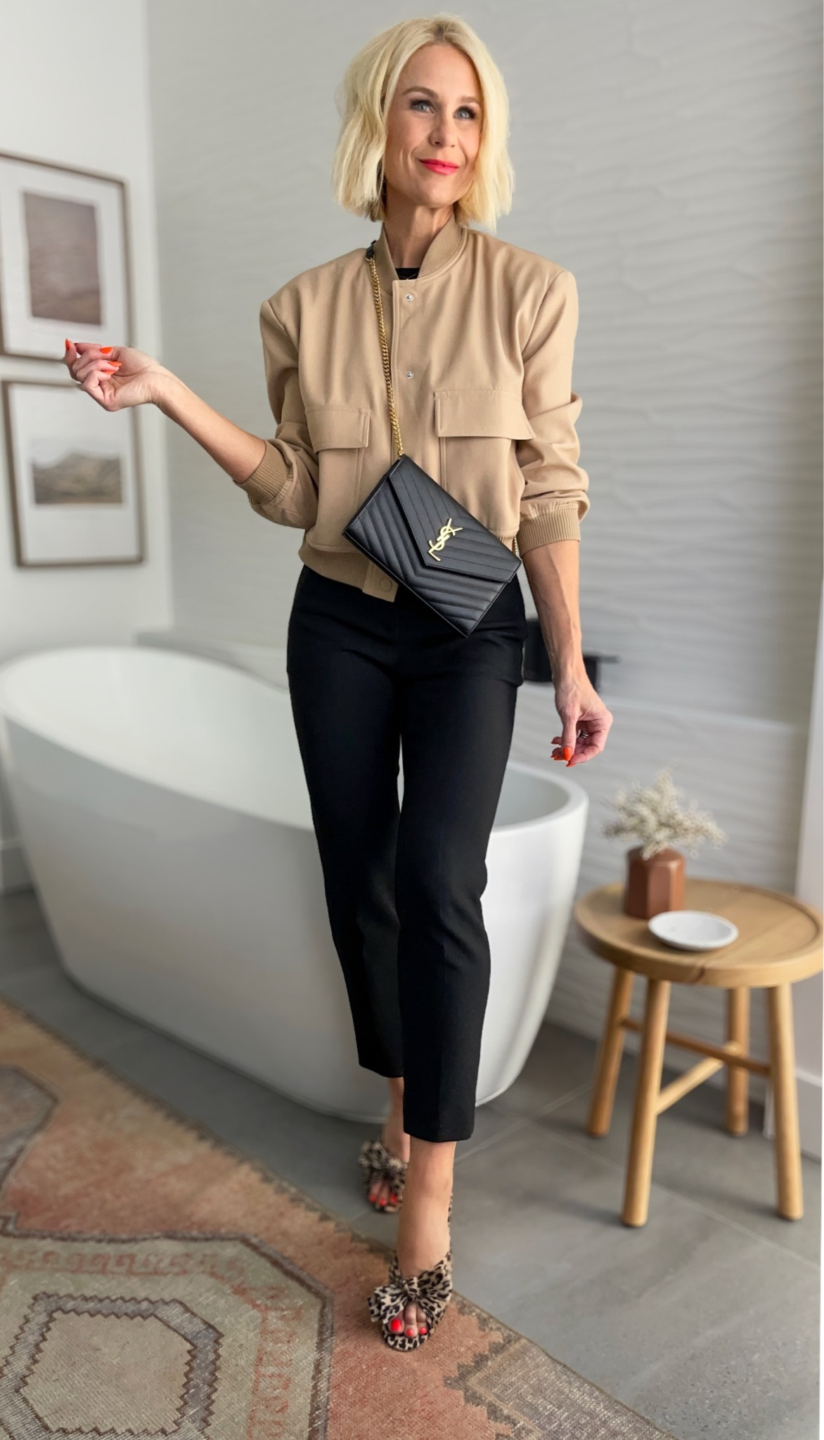 This bomber jacket might be my favorite Fall fashion Amazon purchase! I love the pockets, swingy silhouette, and it’s fully lined inside. I’m eyeing the army green color too! Paired it with two of my go-to closet staples: $8 tank & these classic crop pants (that are on SALE!)
Sizing👇🏼
Jacket: runs TTS, wearing a medium
Tank & pants run TTS as well. 
Sized up 1/2 size in leopard shoes. Linked an Amazon lookalike too!
💄: true coral

#LTKfindsunder50 #LTKSeasonal #LTKstyletip