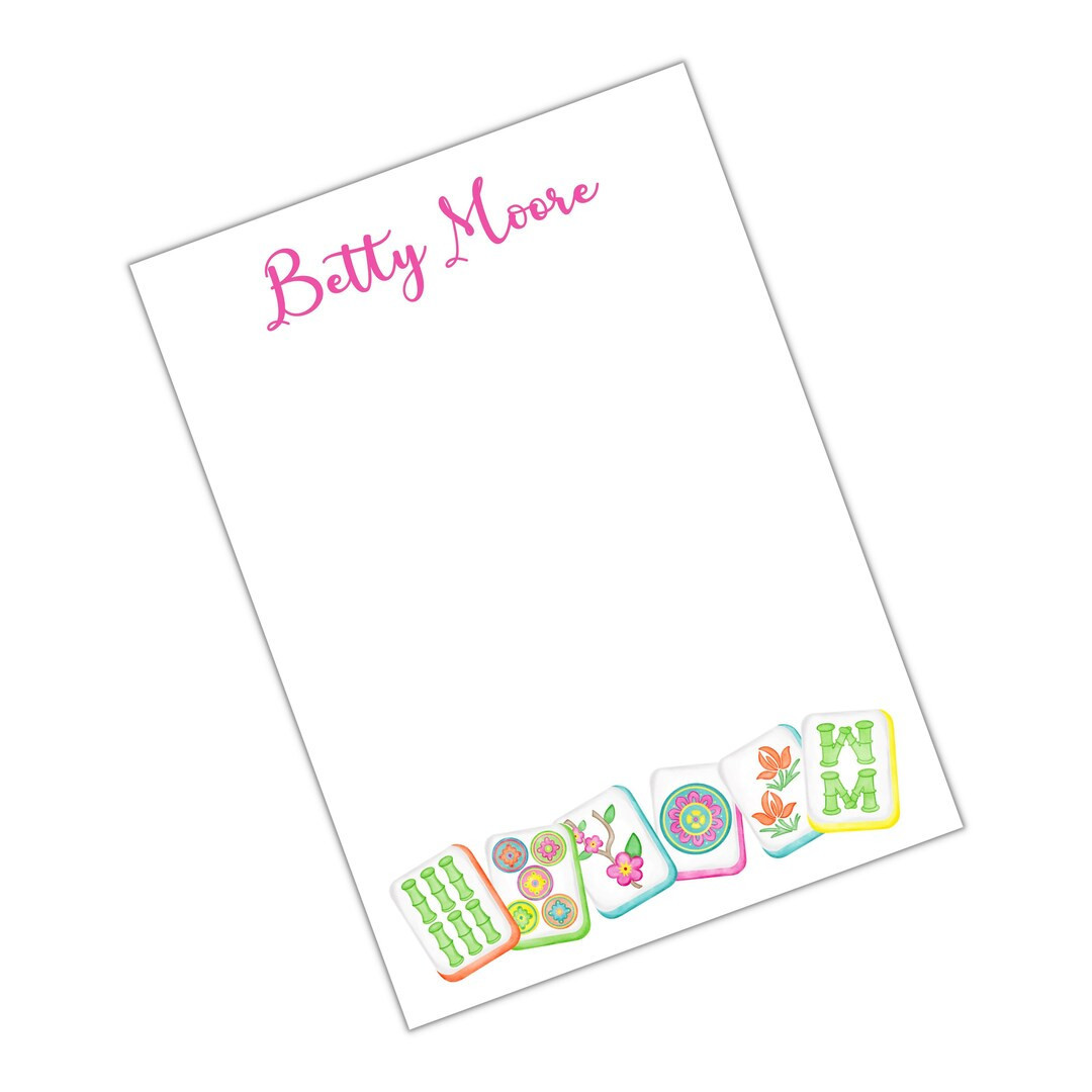 Watercolor Mahjong Personalized Notepad, Chinoiserie Stationery, Note Pad, To Do List, Monogramme... | Etsy (US)