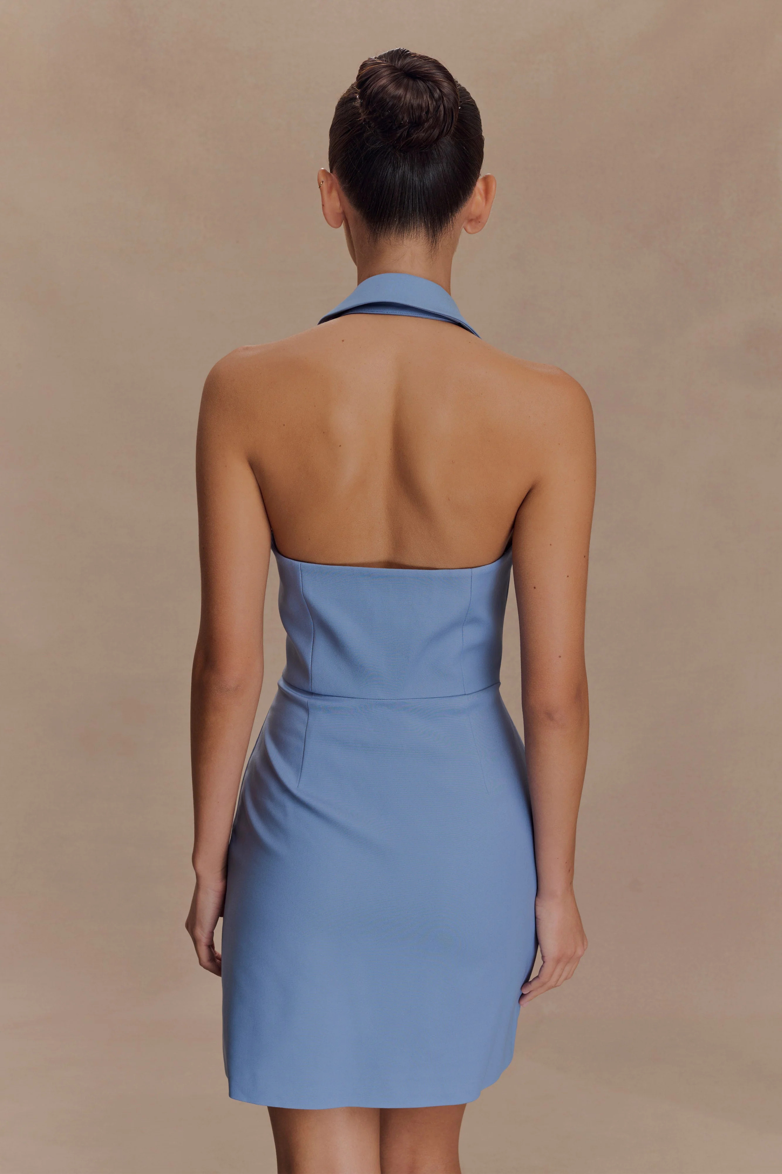 Ruth Cotton Halter Mini Dress - Ocean Blue | MESHKI US