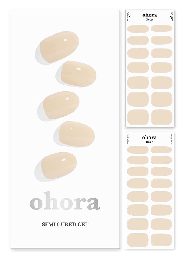ohora Semi Cured Gel Nail Strips (N Cream Base) - Works with Any Nail Lamps, Salon-Quality, Long ... | Amazon (US)