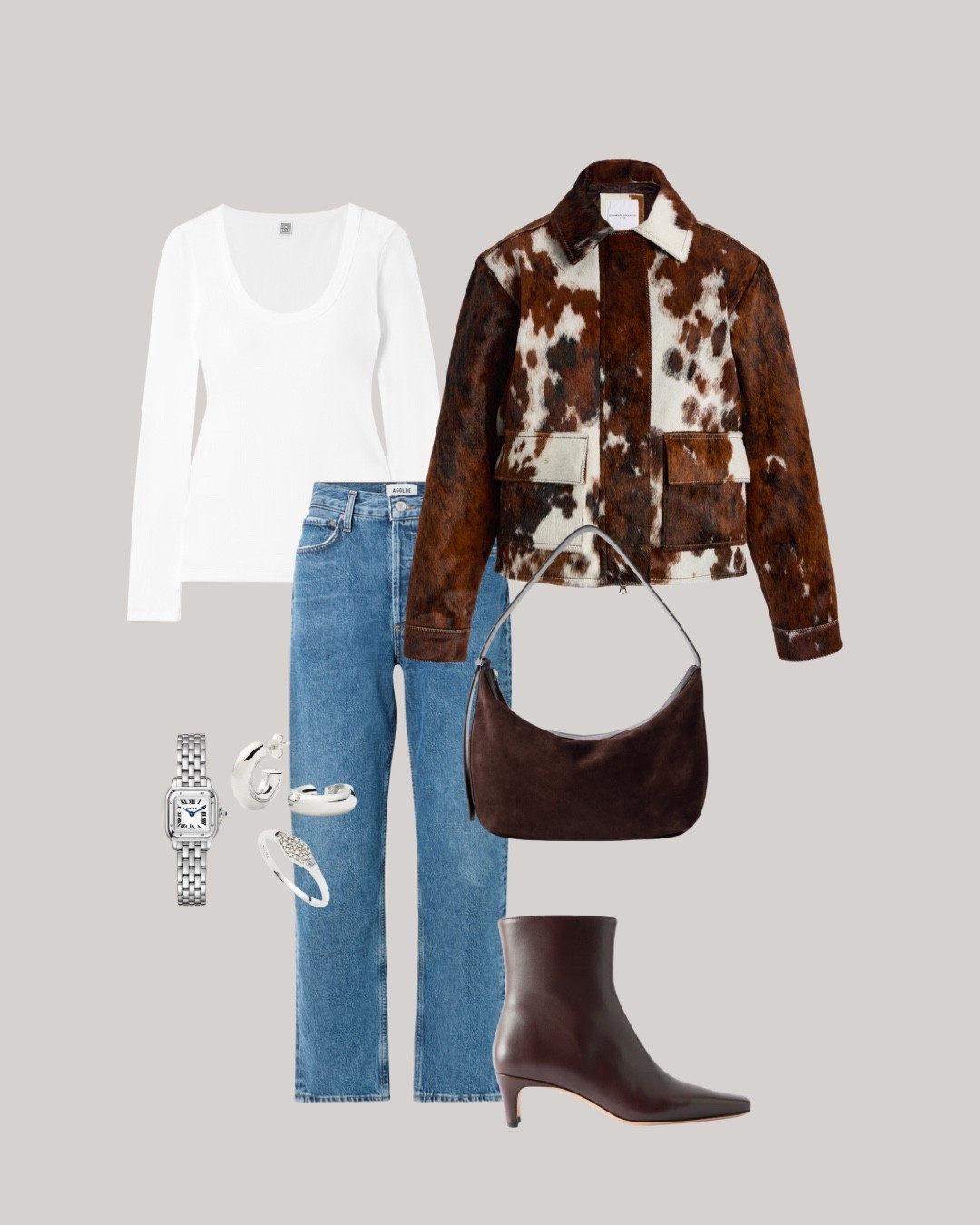 The cowhide jacket takes the lead 🤎 Turn a basic look into something deliberate. 

#LTKStyleTip