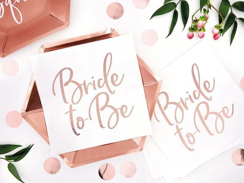 20 White & Rose Gold Bride to Be Napkins Hen Party Napkins | Etsy | Etsy (US)