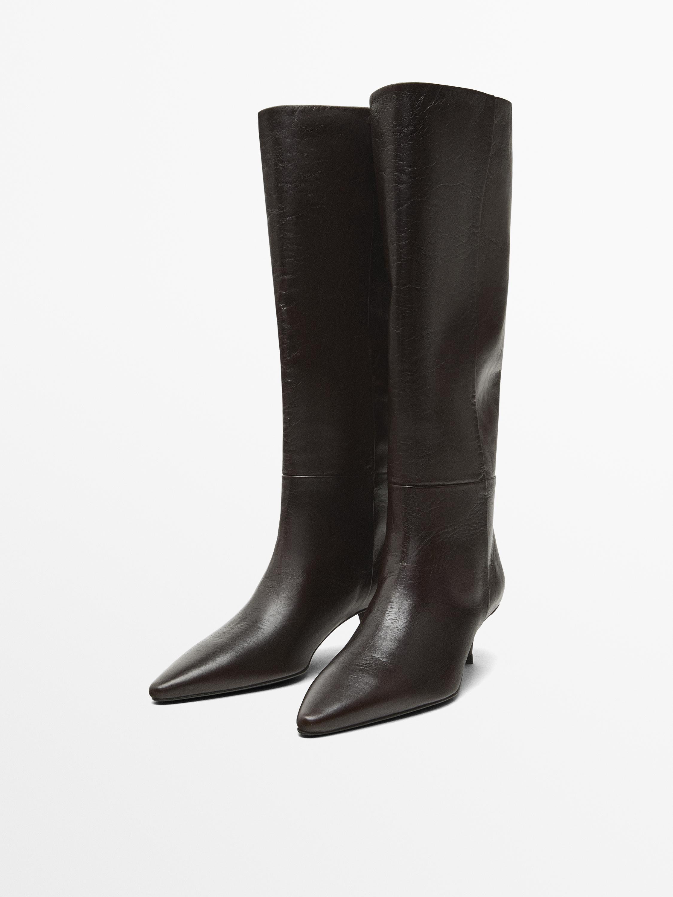 Absatzstiefel aus Leder | Massimo Dutti DE