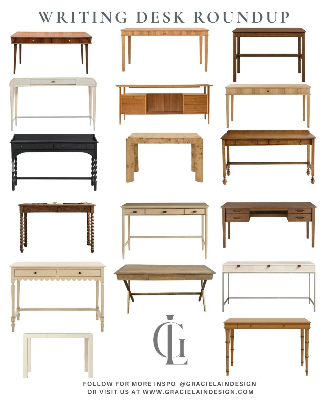 From bold black to soft white, and every wood tone in between — we’ve rounded up the best writing desks in every style. ✍️✨
Think fluted, bamboo, shagreen… midcentury modern, farmhouse, traditional…
From brands you love to custom builds to vintage gems. 🖤

Whether you’re going rustic or refined, paying bills or writing your next novel, there’s a desk here for YOUR workstyle.

→ Shop the full edit at gracielaindesign.com

#writingdesk #deskinspo #homeofficegoals #ltkhome #desksetup #wfhstyle #interiordesign #vintagestyle #customfurniture #farmhouseoffice #midcenturymodern #gracielaindesign 

 

#LTKHome #LTKSaleAlert #LTKStyleTip