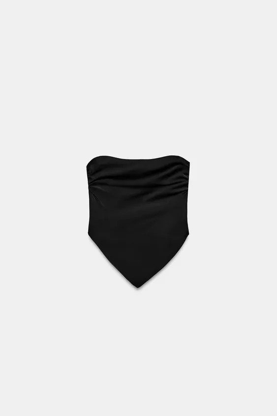 SATIN BANDEAU TOP WITH TIE | Zara UK