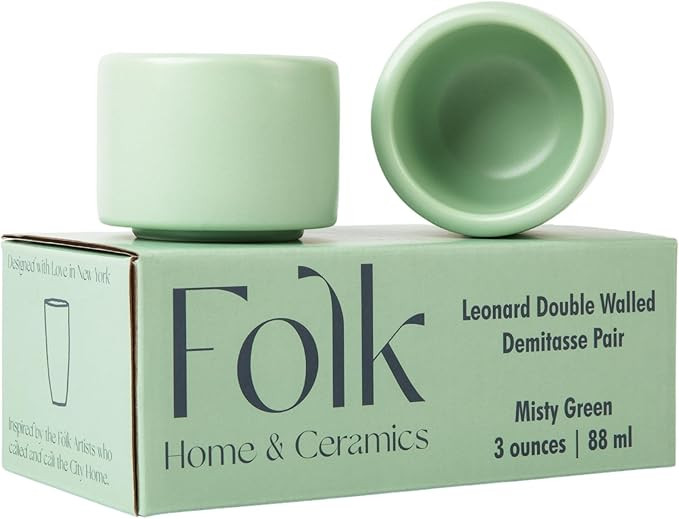 Folk Ceramics Leonard Ceramic Espresso Cups | Modern Stackable Demitasse Mugs for Espresso | Doub... | Amazon (US)
