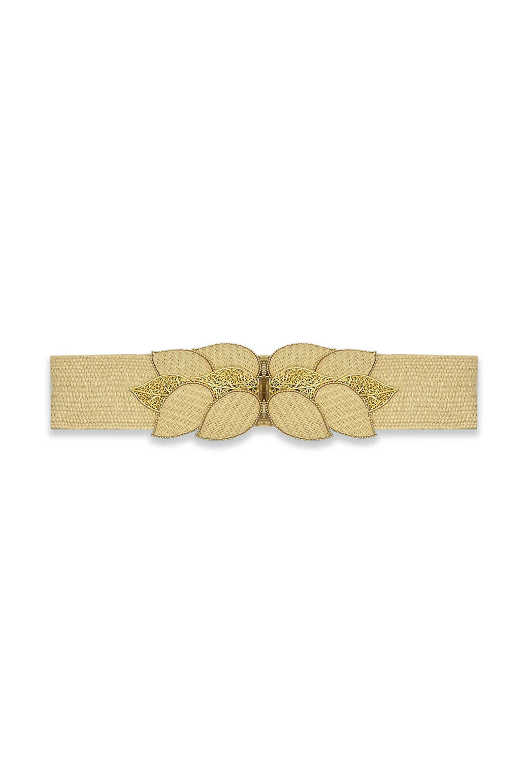 Rattan Leaves Buckle Stretch Belt - Ivory | Shop BURU