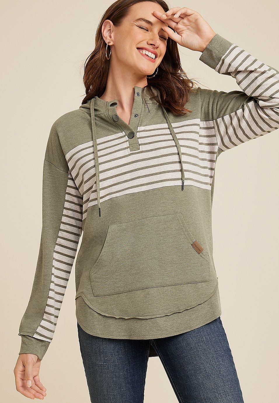 Homeward Colorblock Snap Front Hoodie | Maurices