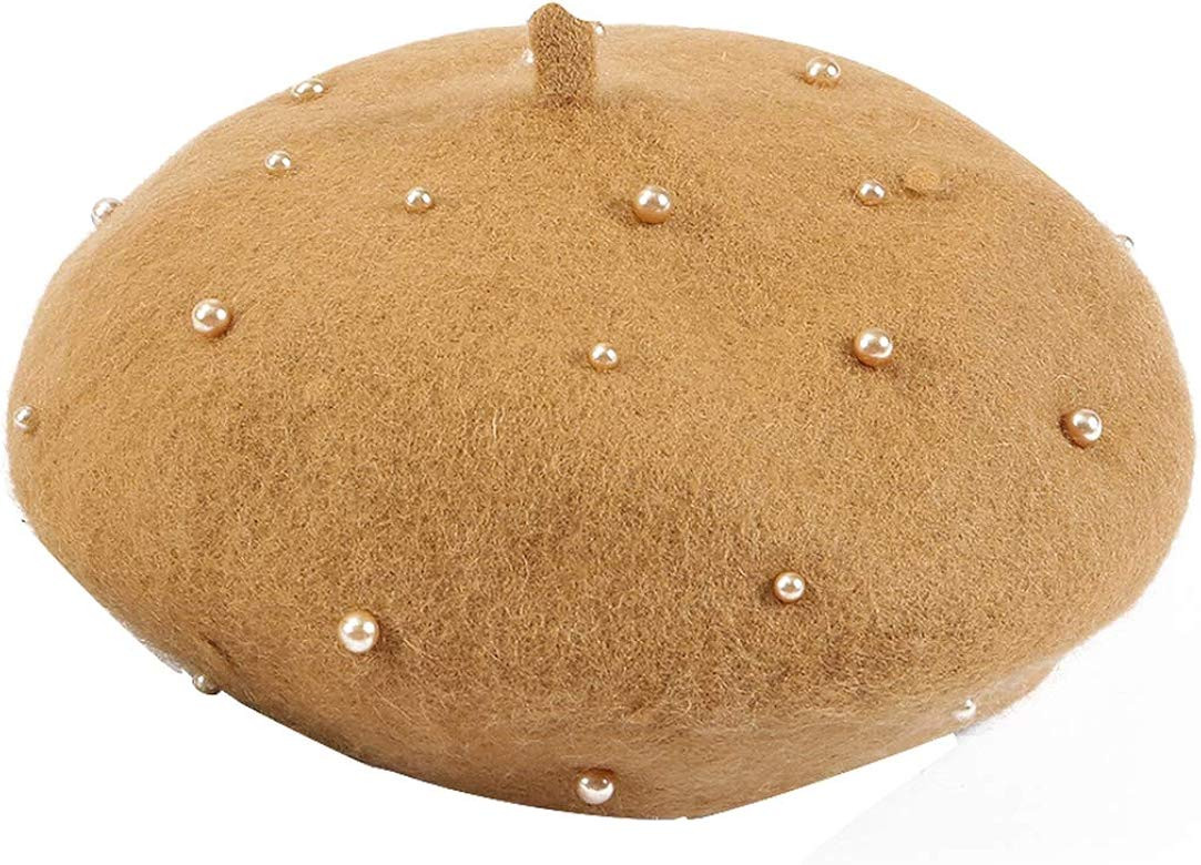 Fashion Warm Wool Winter Autumn Women Pearl Beret Artist Beanie Hat Cap For Sweet Girl Gift Hats | Amazon (US)